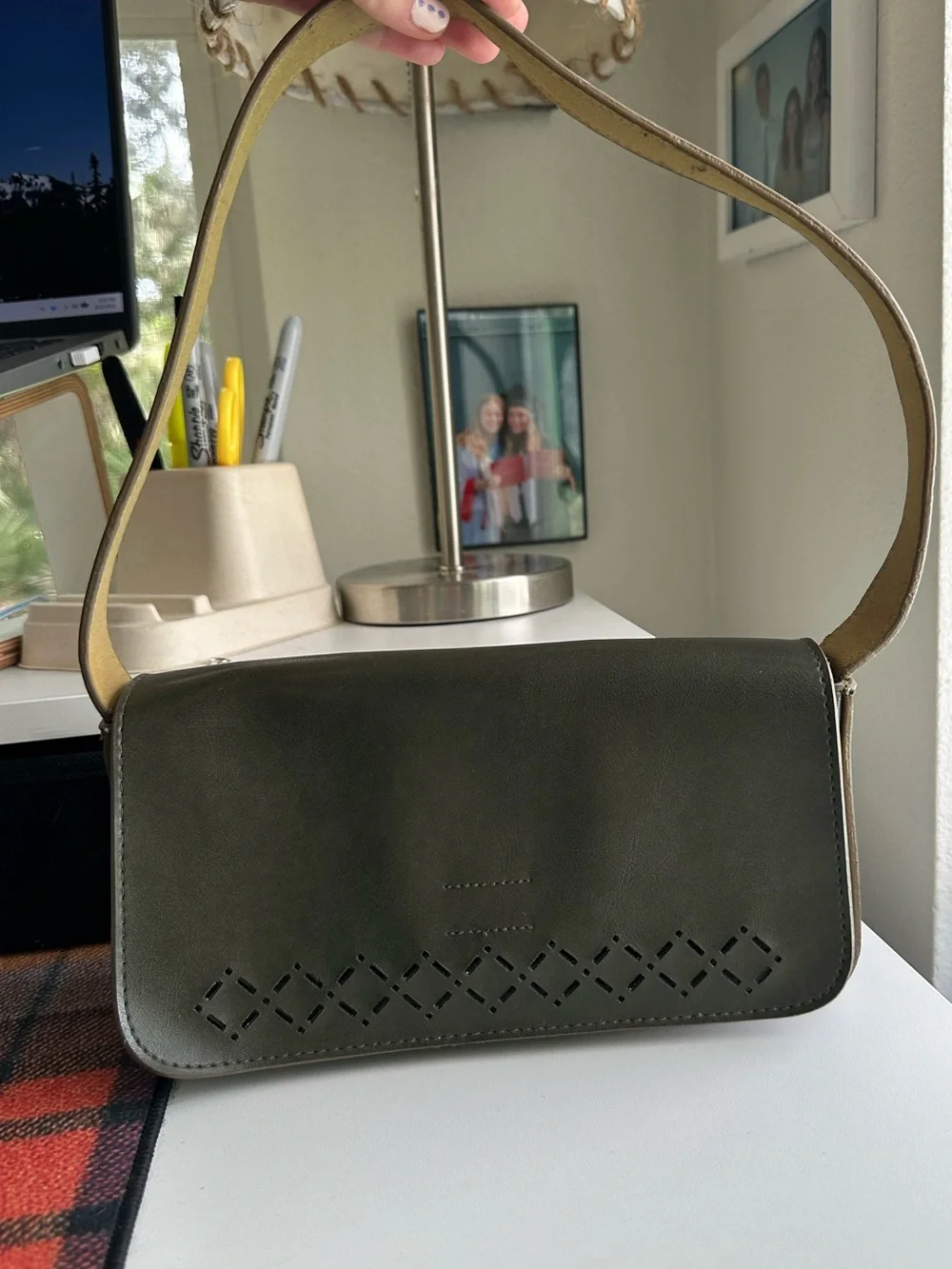 Womens Vintage Olive Green Shoulder Bag by Mondani